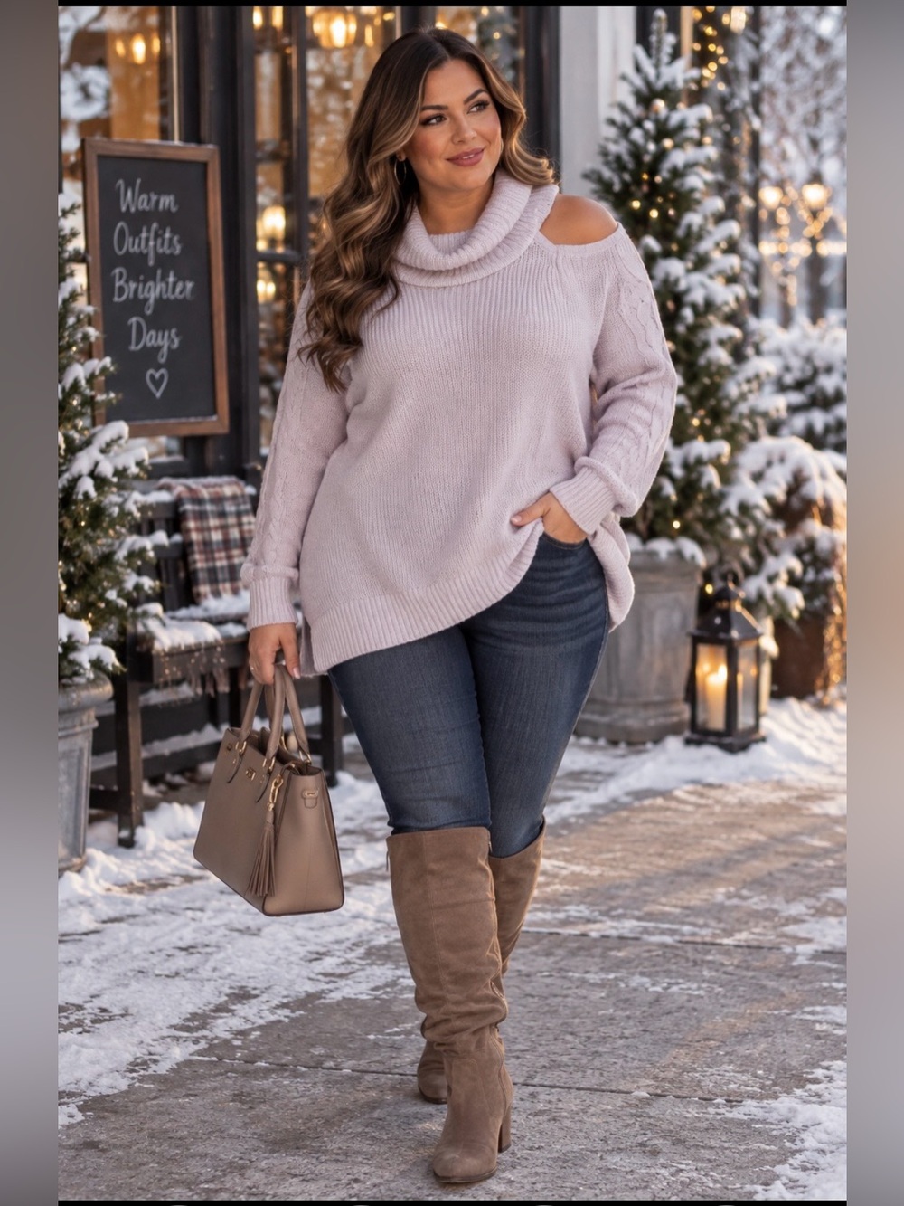 torrid Dusty Lavender Cold-Shoulder Cowl Neck Sweater